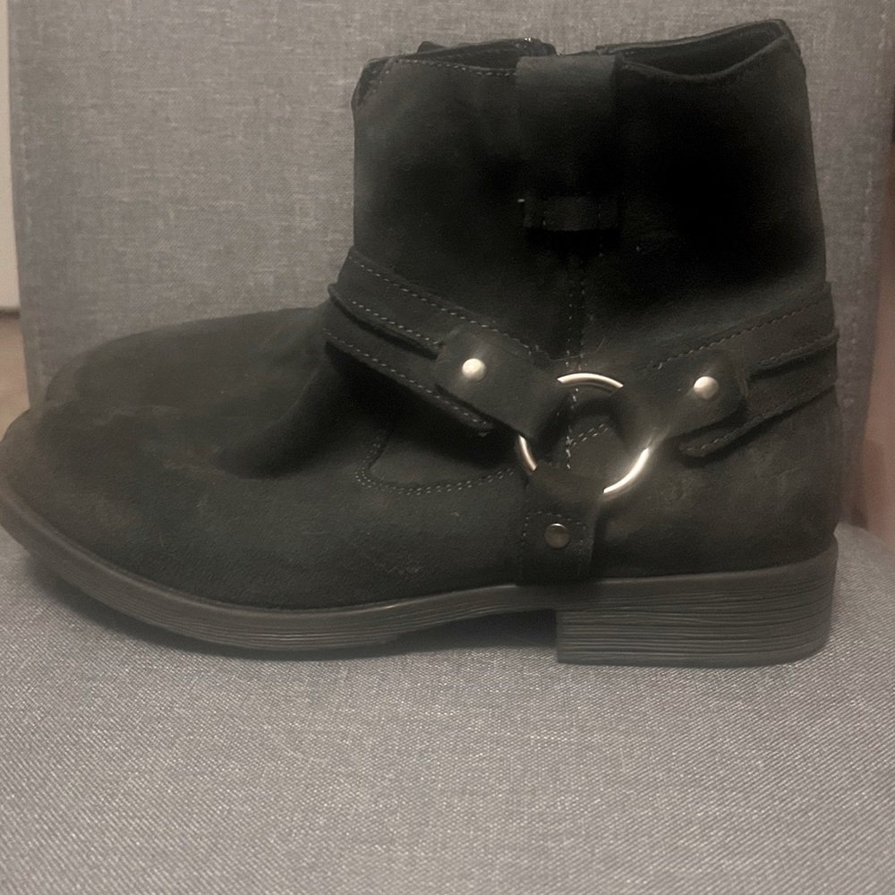 Dark Grey Suede Earth Moto Boots